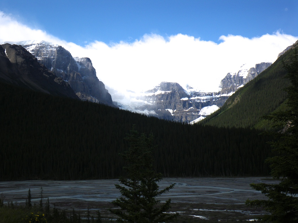 Stutfield Glacier seen from the Icefield Parkway