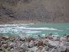 Glaciar lake at the base of the mountain